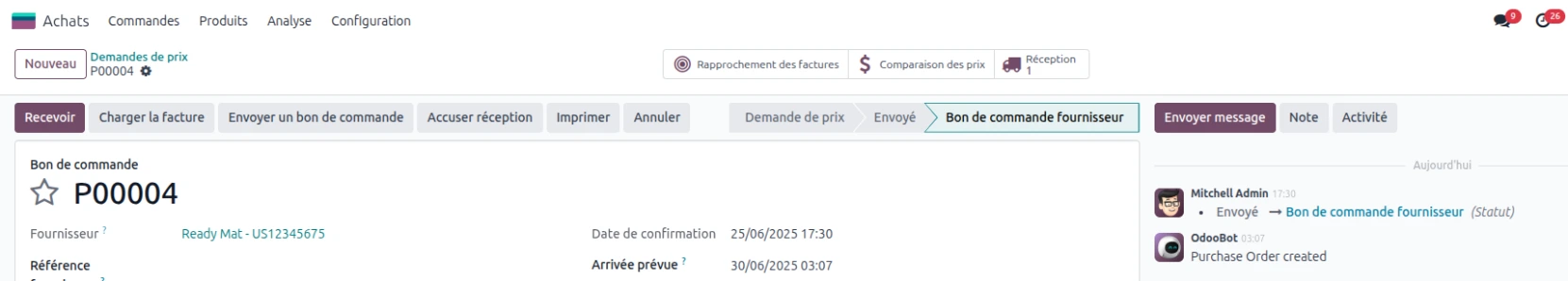 Réception les produits