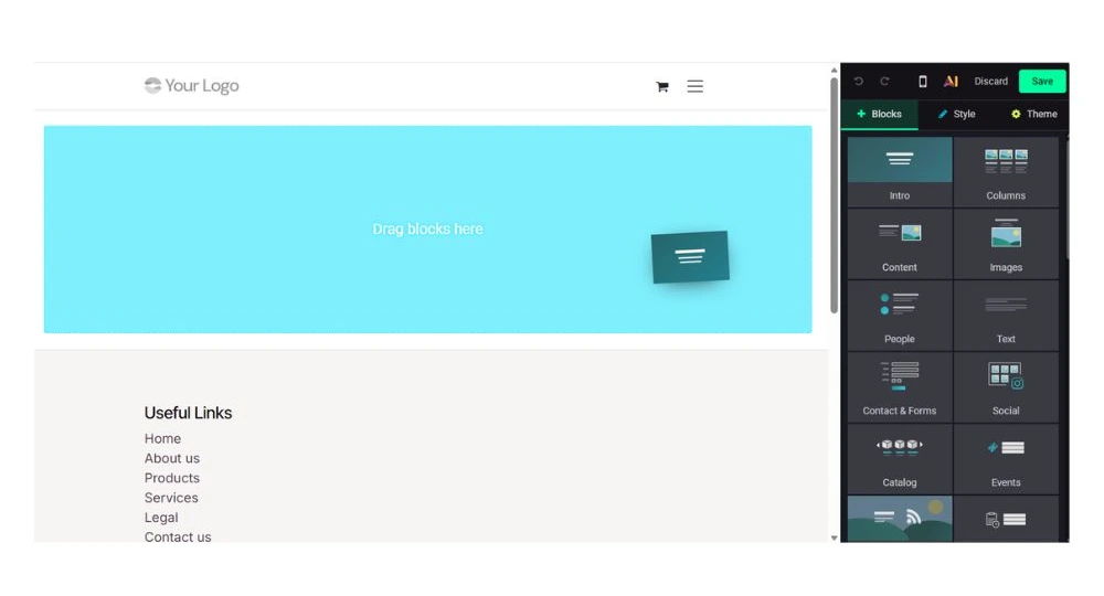 Odoo website - glisser blocs
