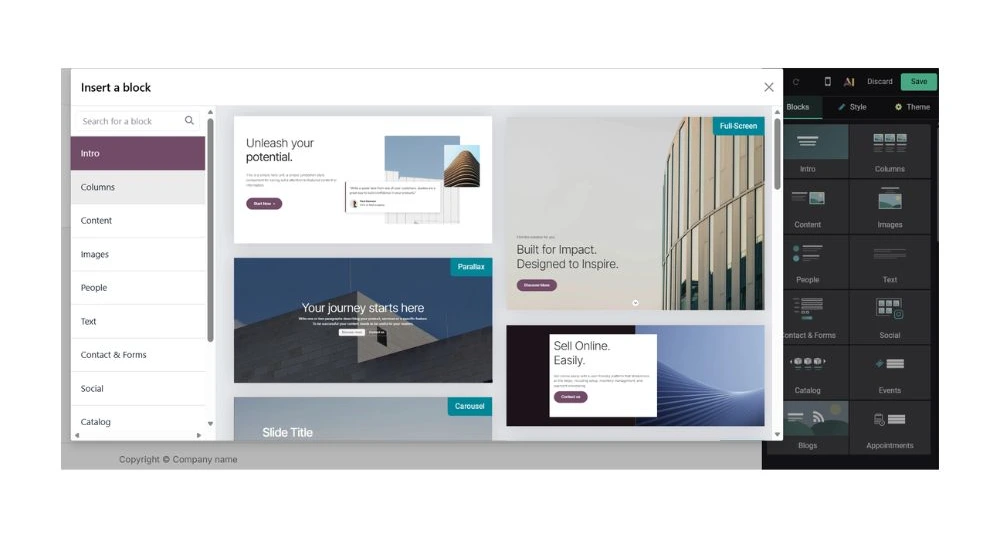 Odoo website - créer pages principales
